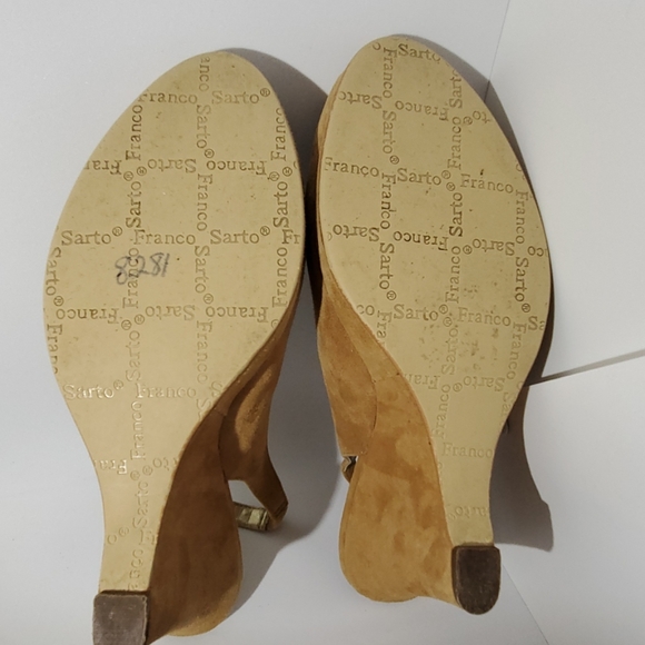 Franco Sarto Suede Leather Tan Gold Wedge Shoes 7.5 M - Picture 6 of 8